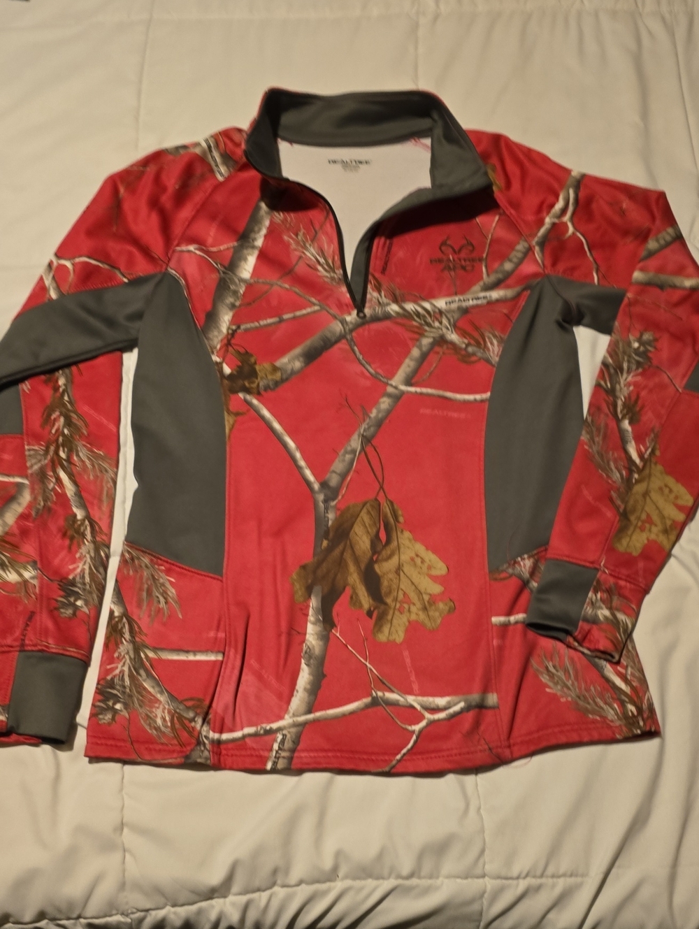 Realtree Pink Camo Quarter-Zip Hoodie with Gray Accents